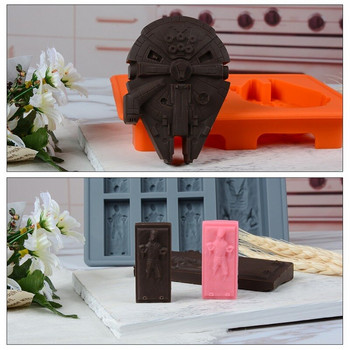 Форми за украса на торти Силиконови форми за печене на шоколадови бонбони Гумени десертни формички за кубчета лед за феновете на Star War