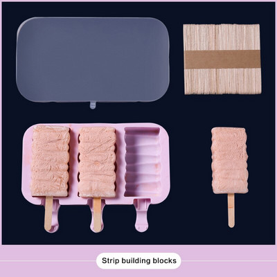 Kombinovaná silikónová forma na zmrzlinu, podnos na ľad, forma na nanuk, vianočná dekorácia, DIY stroj na výrobu zmrzliny s 50 drevenými...