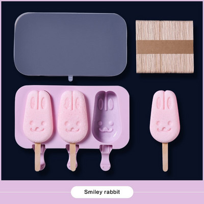 Kombinovaná silikónová forma na zmrzlinu, podnos na ľad, forma na nanuk, vianočná dekorácia, DIY stroj na výrobu zmrzliny s 50 drevenými...