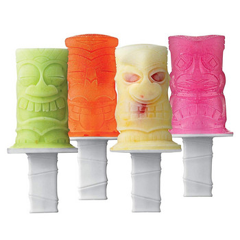 4 Κατασκευαστές Popsicle με ραβδιά σιλικόνης Zombie Popsicle Mold Skull Skull Καλούπι παγωτού Popsicle Set Summer Ice Pop Molds