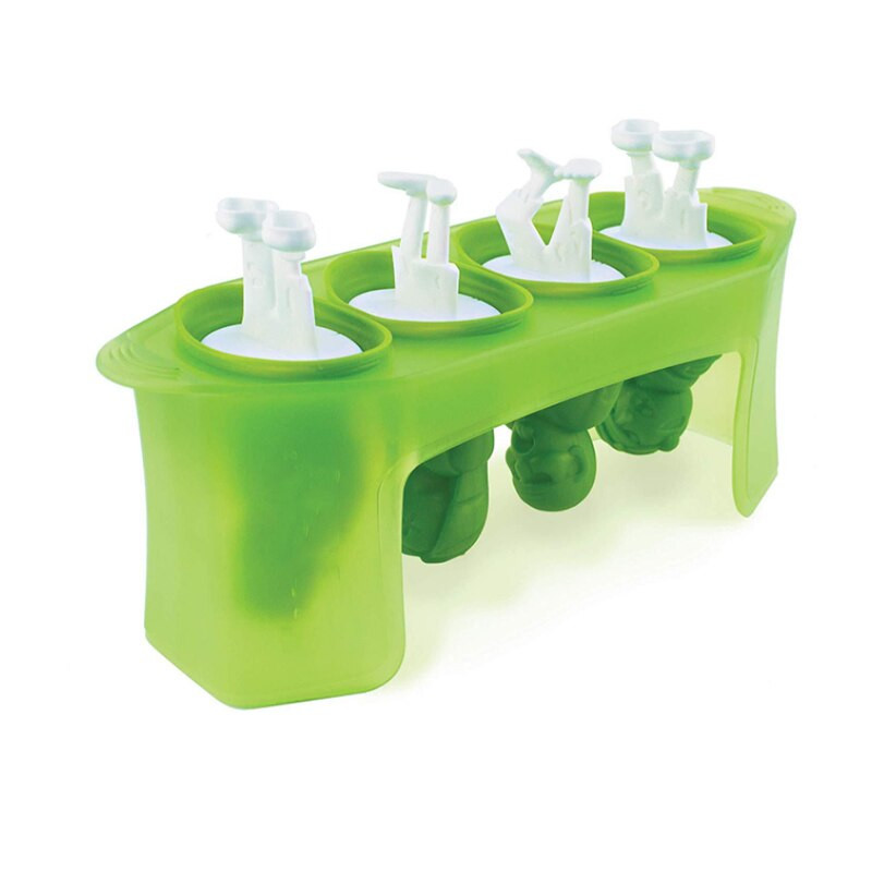 4 silikónové formy na nanuky s tyčinkami, forma na zombie nanuk, forma na lebku a zmrzlinu, forma na nanuk, sada letných foriem na ľad.