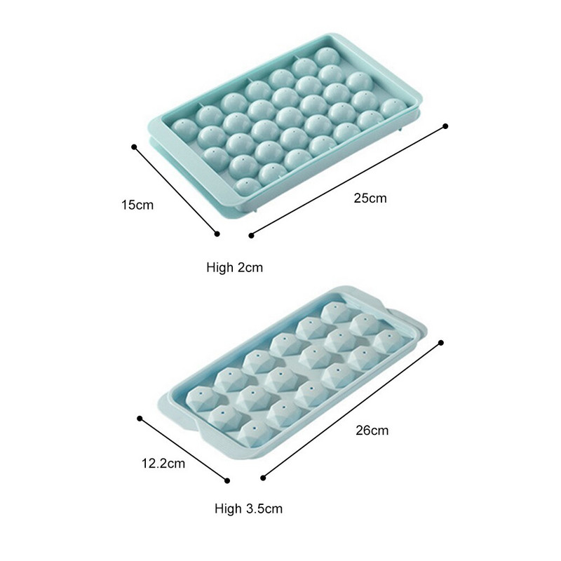 18/33 mriežka 3D okrúhle kosoštvorcové formy na ľad, plastová miska na ľad, domáci bar, párty, hokej, otvory na výrobu krabičiek, formy s krytom, DIY formy