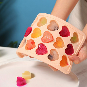 Πλήρης μαλακή κατασκευή παγοκύβων σιλικόνης Καρδιά τετράγωνο στρογγυλό σχήμα 21 πλέγματα Φόρμα δίσκου πάγου με κάλυμμα Αξεσουάρ Gadget κουζίνας σπιτιού