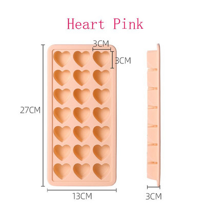 Plne mäkký silikónový výrobník ľadu v tvare srdca, okrúhly tvar, 21 mriežok, forma na ľadové gule s krytom, domáce kuchynské doplnky