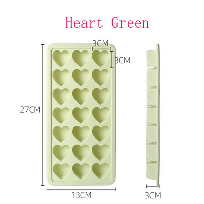 Plne mäkký silikónový výrobník ľadu v tvare srdca, okrúhly tvar, 21 mriežok, forma na ľadové gule s krytom, domáce kuchynské doplnky