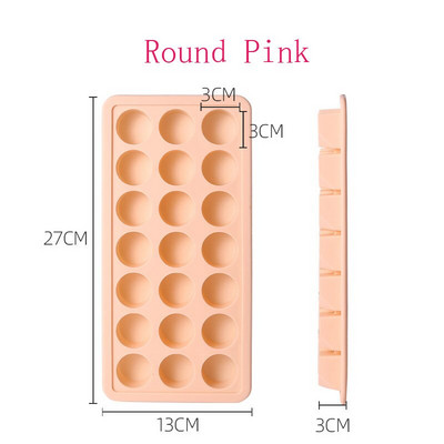 Plne mäkký silikónový výrobník ľadu v tvare srdca, okrúhly tvar, 21 mriežok, forma na ľadové gule s krytom, domáce kuchynské doplnky