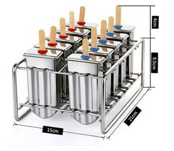6/10 foriem z nehrdzavejúcej ocele, forma na zmrzlinu, forma na nanuk, držiak na tyčinky na ovocnú zmrzlinu