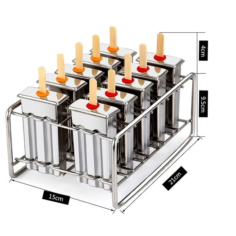 6/10 foriem z nehrdzavejúcej ocele, forma na zmrzlinu, forma na nanuk, držiak na tyčinky na ovocnú zmrzlinu