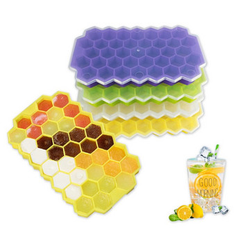 Honeycomb Ice Cube Maker Silicones Ice Mold Tray Cube Magnum Forms Mould Silicone Forms Food Grade for Whisky Cocktail 37 Grid