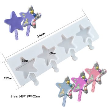 Φόρμα παγωτού Star με 4 κοιλότητες Φόρμα σιλικόνης Κέικ Εργαλεία ψησίματος Σπιτικό κερί σοκολάτας Σαπούνι Κύβος Μεγάλα φορμάκια για πάγο