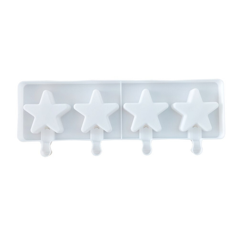 Žvaigždės ledų popsicle formelės 4 ertmės silikoninės formos pyrago kepimo įrankiai naminiai šokoladiniai žvakių muilo kubeliai dideli ledo formelės