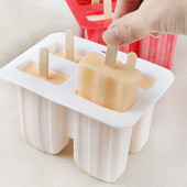 Formička na zmrzlinu v tvare nanuku, 4-dierková, červená, biela, DOMÁCA kuchyňa, opakovane použiteľná, DIY, džús, ovocná zmrzlina, nástroj