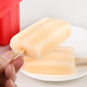 Popsicle Barrel Ice Cream Mold Maker 4 Hole Red White HOME Kitchen Reusable DIY Maker Juice Fruit Ice Cream