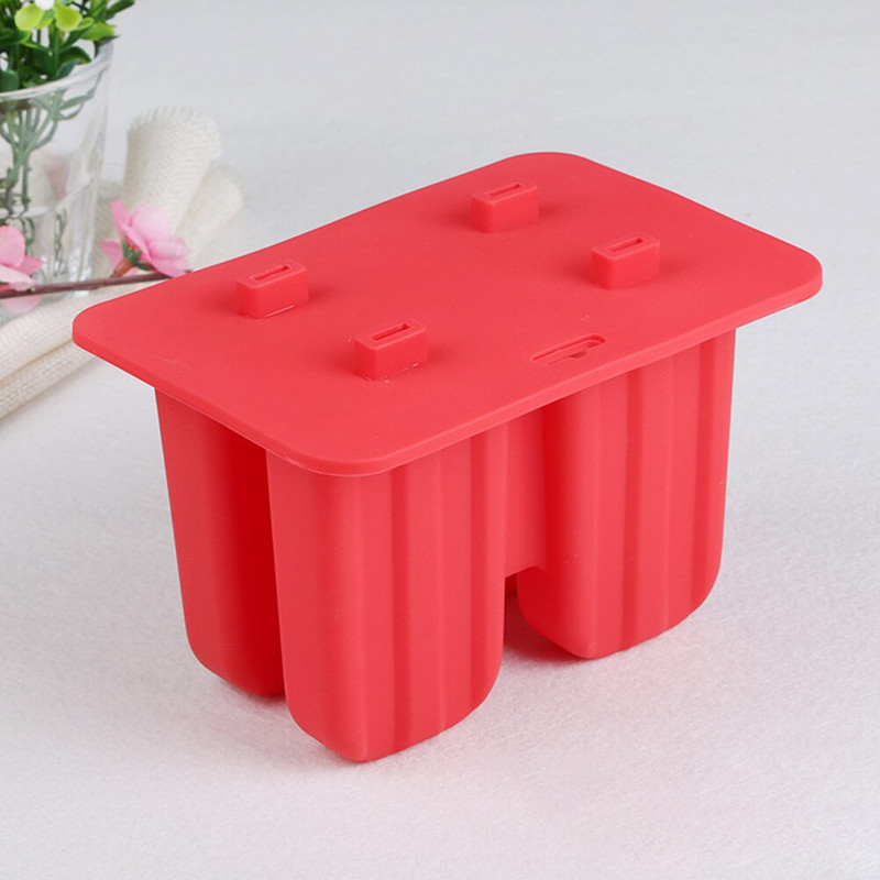 Formička na zmrzlinu v tvare nanuku, 4-dierková, červená, biela, DOMÁCA kuchyňa, opakovane použiteľná, DIY, džús, ovocná zmrzlina, nástroj