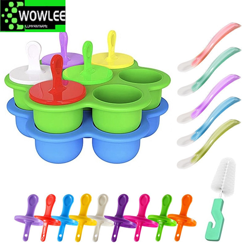 Mini 7-dierkové silikónové formy na zmrzlinu, potravinárske, detské, DIY ovocné shake, zmrzlina, opakovane použiteľná zmrzlina, domáce kuchynské náradie, miska na ľad