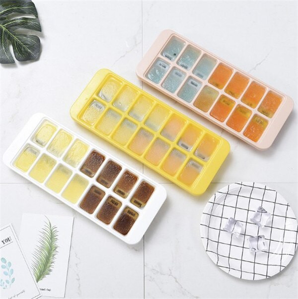 Vytvorte ľad za jednu sekundu, 14 mriežok, zásobník na ľad, ovocný výrobník ľadu, DIY, kreatívna malá forma na ľad, kuchynské príslušenstvo, ovládanie jedným tlačidlom