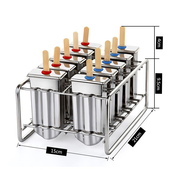 6/10 foriem z nehrdzavejúcej ocele, forma na zmrzlinu, forma na nanuk, držiak na tyčinky na ovocnú zmrzlinu