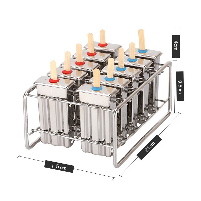 6/10 foriem z nehrdzavejúcej ocele, forma na zmrzlinu, forma na nanuk, držiak na tyčinky na ovocnú zmrzlinu