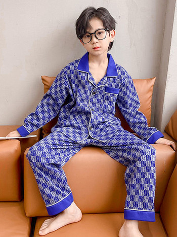 Детска карирана пижама за момчета 