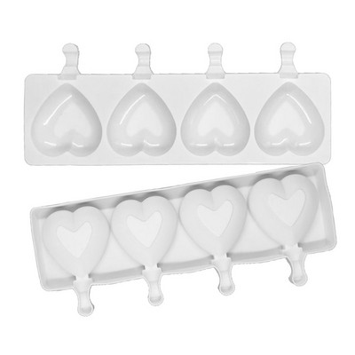 Silikónová forma na zmrzlinu 4-dutinová forma Big Love Shape DIY domáce formy na nanuky dezert ľadový nanuk lízanka opakovane použiteľné nástroje
