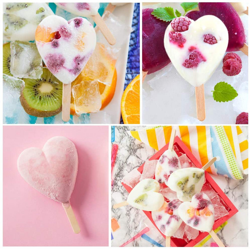 Silikónová forma na zmrzlinu 4-dutinová forma Big Love Shape DIY domáce formy na nanuky dezert ľadový nanuk lízanka opakovane použiteľné nástroje