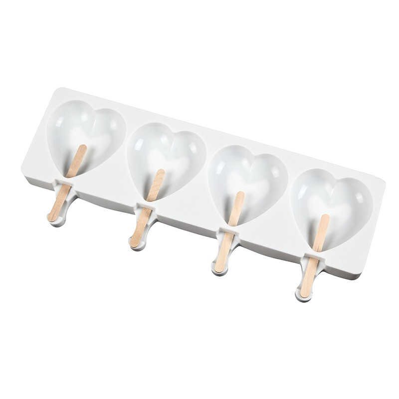 Silikónová forma na zmrzlinu 4-dutinová forma Big Love Shape DIY domáce formy na nanuky dezert ľadový nanuk lízanka opakovane použiteľné nástroje