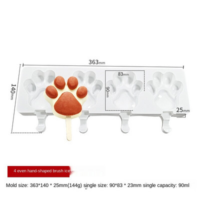 4/8 Cell Magnum Silikoninė Forma Silikoninė Ledų Forma Popsicle Formos „Pasidaryk pats“ ledų formelės Ledų formavimo formavimo formelės ledų padėklas
