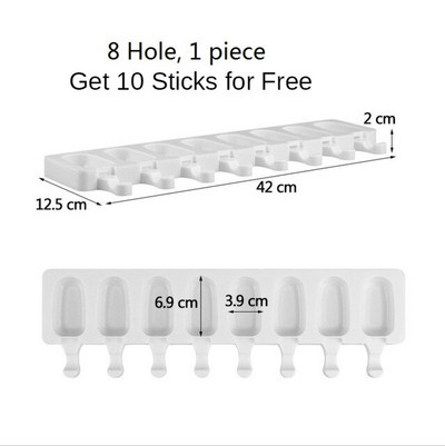 4/8 Cell Magnum Silikoninė Forma Silikoninė Ledų Forma Popsicle Formos „Pasidaryk pats“ ledų formelės Ledų formavimo formavimo formelės ledų padėklas