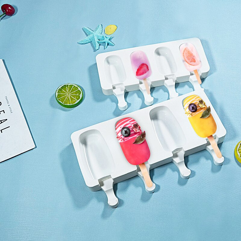 4/8 Cell Magnum Silikoninė Forma Silikoninė Ledų Forma Popsicle Formos „Pasidaryk pats“ ledų formelės Ledų formavimo formavimo formelės ledų padėklas
