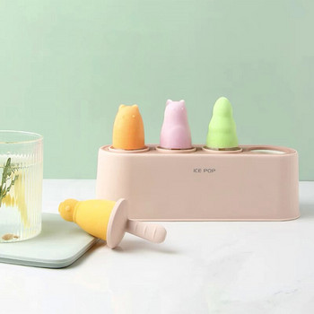 Нова силиконова форма за сладолед с 4 дупки Кухненски инструмент Кутия за сладолед Подарък за дете Направи си сам Кутия за сладолед Форма за десерт с кубчета лед Изработка на сладолед