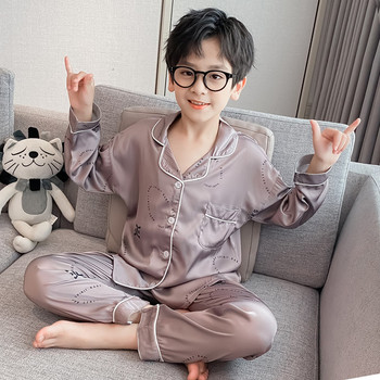 Детска сатенена пижама от две части за момчета