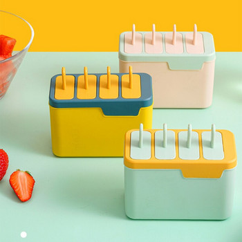 Машина за приготвяне на сладолед от пластмаса за хранителни цели 4 решетки Форма за сладолед Форми за сладолед с летни плодове Форма за кубчета лед