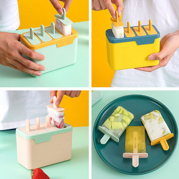 Ice Cream Mold Box Popsicles Diy Homemade Maker Machine Professional Ice-Lolly Mold Popsicle Molds Δίσκος κουζίνας DIY αξεσουάρ