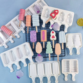 Silikónové formy na zmrzlinu, opakovane použiteľné formy na zmrzlinu, čokoládové formy na tortu, drevené tyčinky, dezertné nástroje