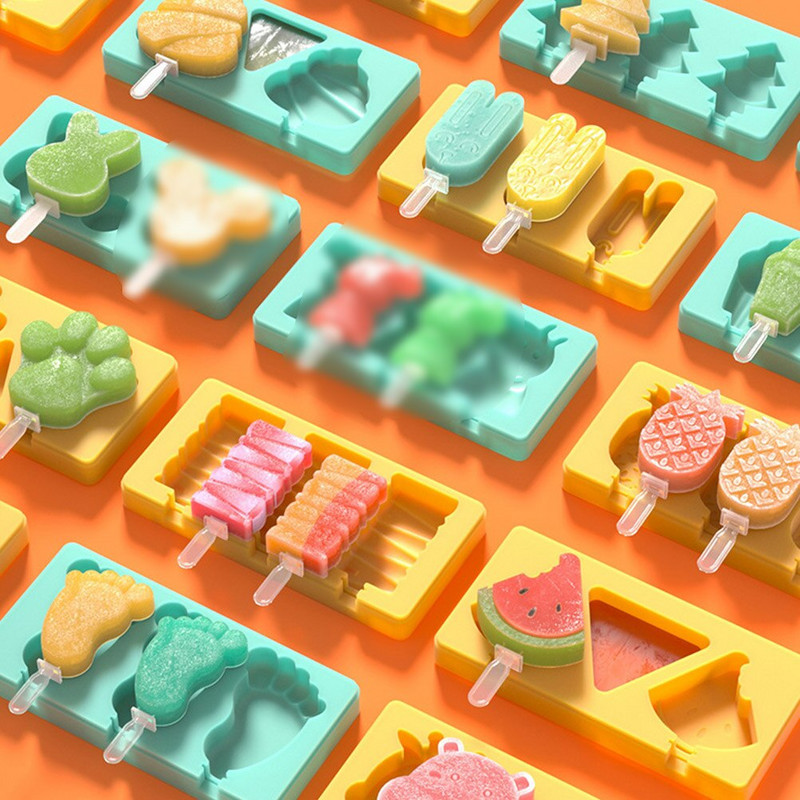 Silikónová forma na zmrzlinu, DIY domáce formy na nanuky, mraznička, 4-bunková malá miska na ľadové kocky, nástroje na pečenie