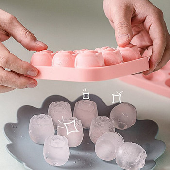 Силиконови форми за кубчета лед с капак 9 дупки Форма на розово цвете Многократна тава за кубчета лед Инструмент за сладолед Кухненски аксесоари