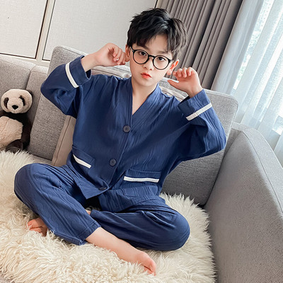 Gyermek kétrészes pizsama fiúknak - gombokkal