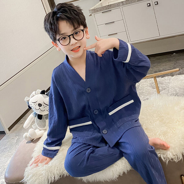 Gyermek kétrészes pizsama fiúknak - gombokkal