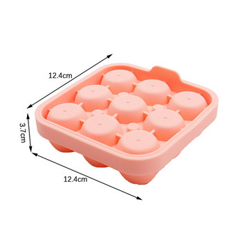 9 дупки във формата на розово цвете Многократна тава за кубчета лед Инструмент за производство на сладолед Силиконови форми за кубчета лед с капак Кухненски аксесоари