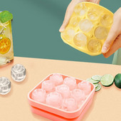 Silikónové formy na ľad s viečkom, 9 otvorov, tvar ružového kvetu, opakovane použiteľná miska na ľad, nástroj na výrobu zmrzliny