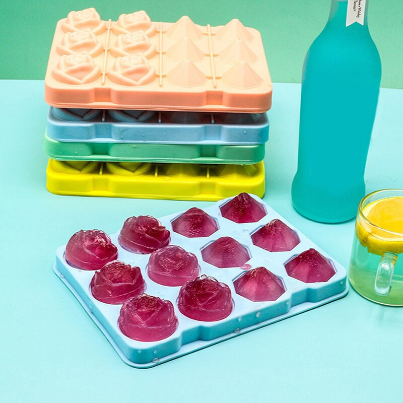 Domáca DIY forma na ľad, diamantový výrobník ľadu, mrazená miska na ľad, 12 mriežok, silikónová forma na ľad, čokoládová forma, kuchynské príslušenstvo