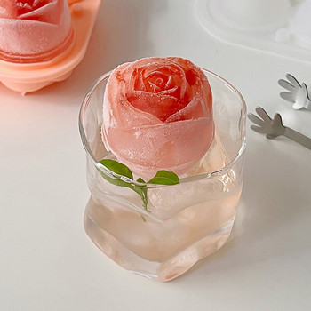 3D Rose Flower Ice Cube Maker Форма за топки за лед Сладолед Направи си сам Инструмент Силиконова форма Домашна кутия за лед