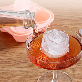 3D Rose Flower Ice Cube Maker Форма за топки за лед Сладолед Направи си сам Инструмент Силиконова форма Домашна кутия за лед
