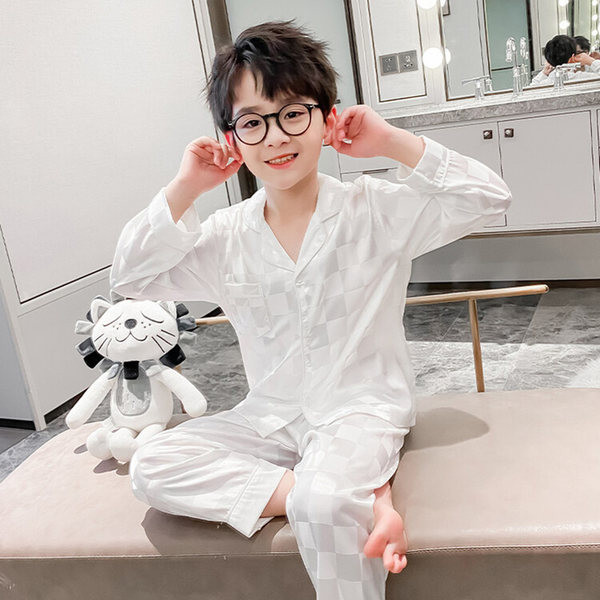 Detské kockované pyžamo na gombíky pre chlapcov