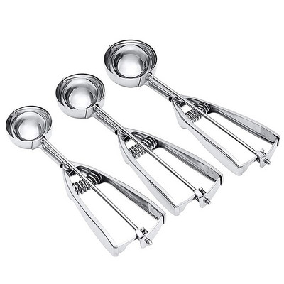 Ledų kaušelio sausainių kaušelio rinkinys, nerūdijančio plieno ledų kaušelis su gaiduko atleidimu, sausainių kaušelis, kepimui