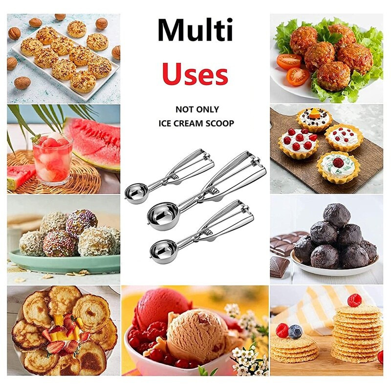 Ledų kaušelio sausainių kaušelio rinkinys, nerūdijančio plieno ledų kaušelis su gaiduko atleidimu, sausainių kaušelis, kepimui