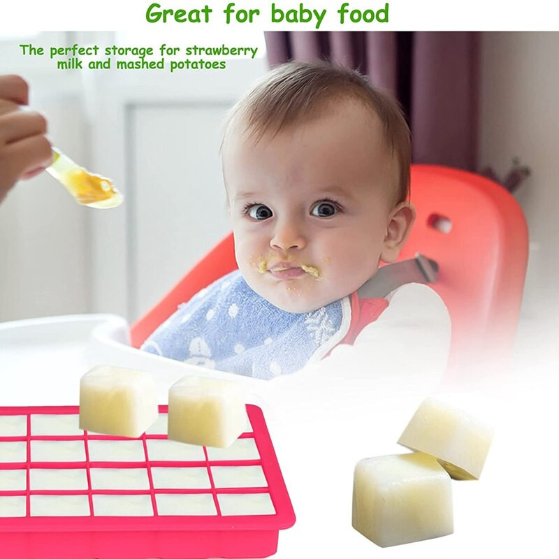 Formičky na ľad - 3 ks silikónových formičiek na ľad s viečkom, odnímateľné a stohovateľné, 24 kociek ľadu v jednej formičke