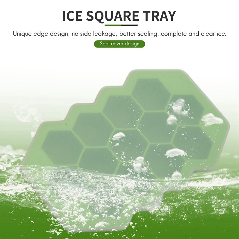 3 štvorcové misky na ľad s uzavretými viečkami, silikónové formy, opakovane použiteľné šesťuholníkové misky na ľad s 39 vrstvami, na whisky, koktaily, jedlo