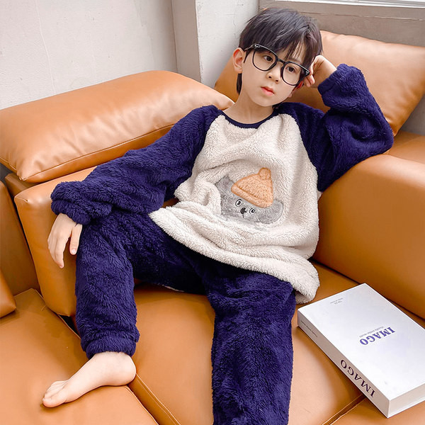 Gyerek plüss hímzett pizsama fiúknak