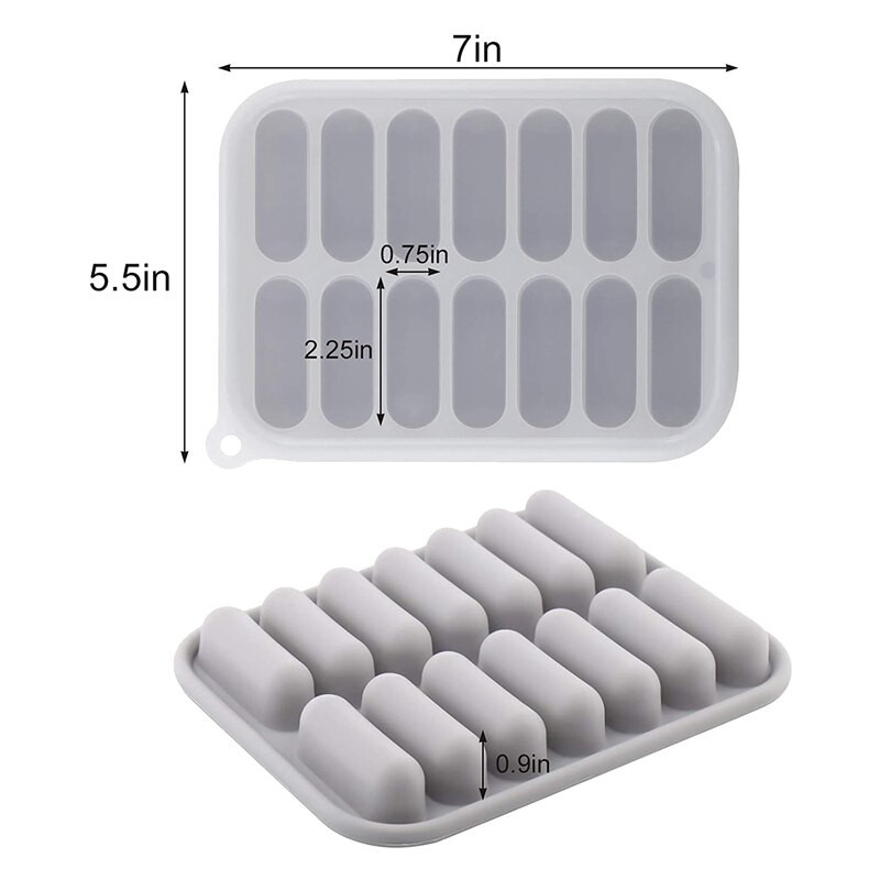 Akcia! 2 ks 14-dutinové formy na müsli tyčinky, silikónová forma na cereálie, klobásy, čokoládu, cukríky, maslo, veterníky, sivé